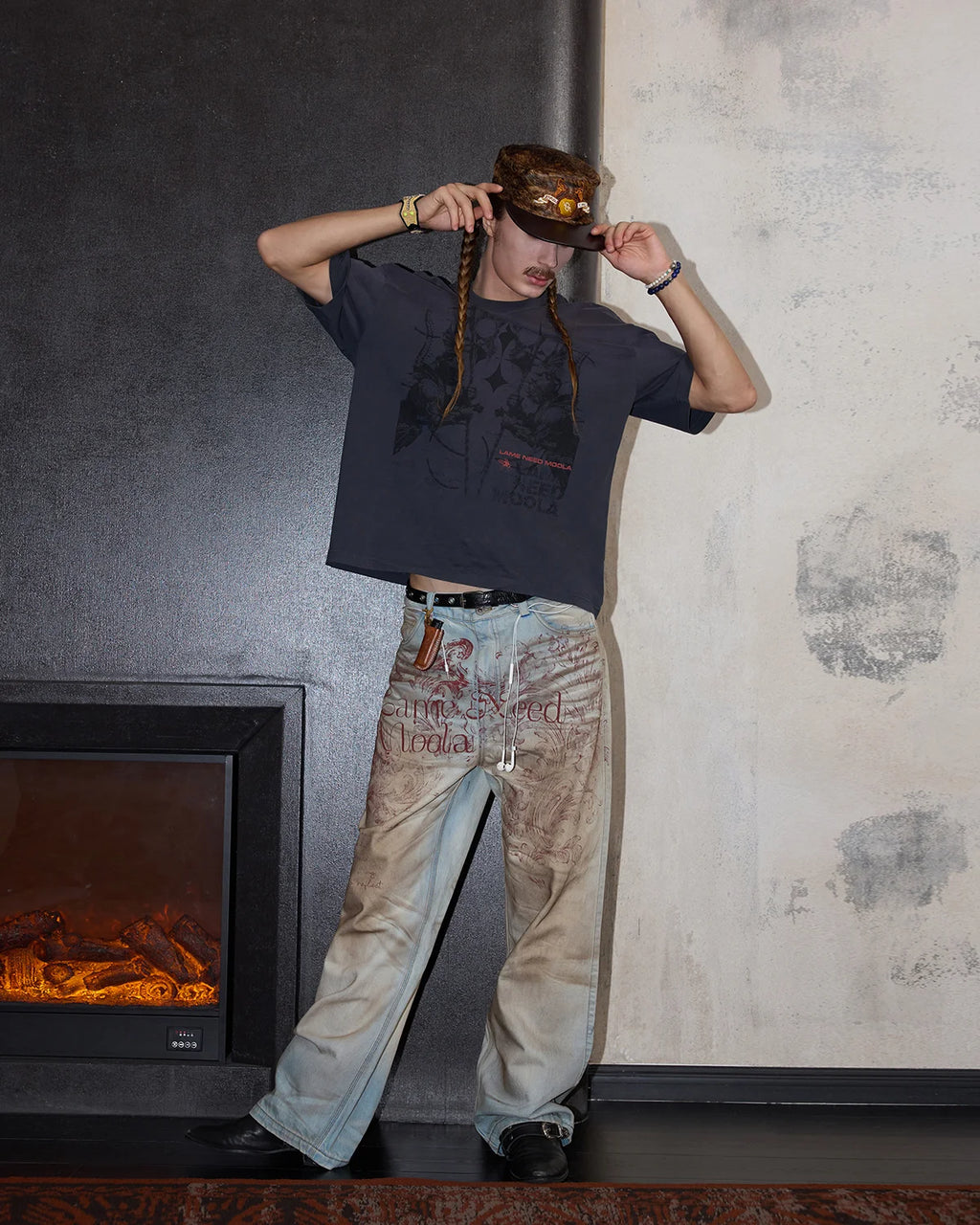 LNM Hand Screen-Printed Knight Washed T-Shirt