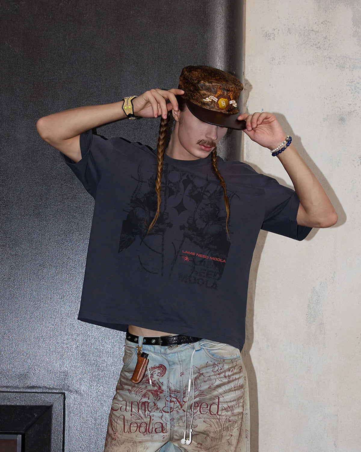 LNM Hand Screen-Printed Knight Washed T-Shirt