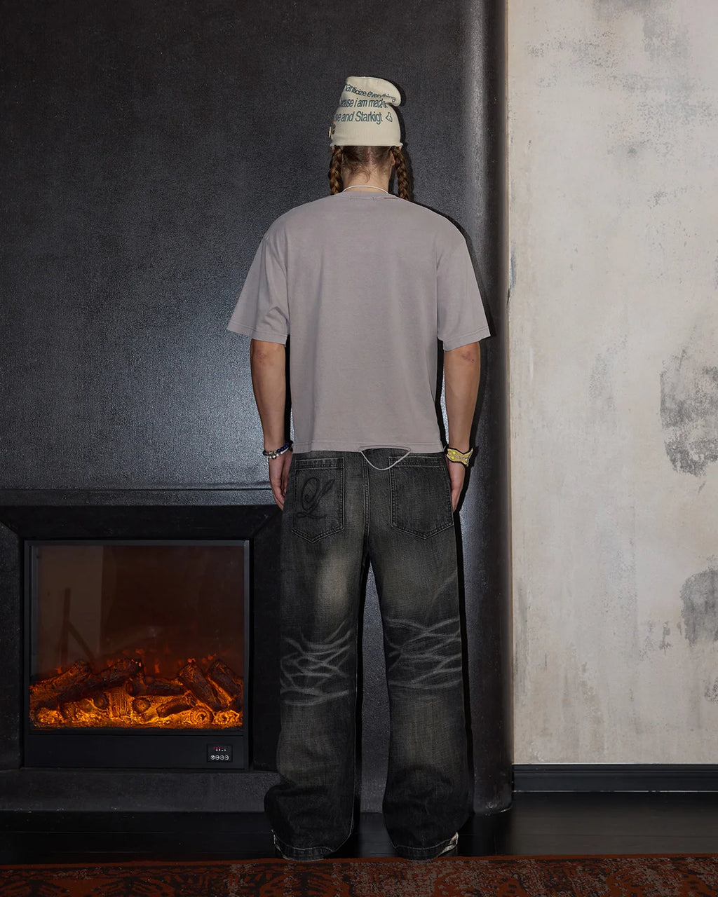 LNM Hand-Whiskered Distressed Black Jeans