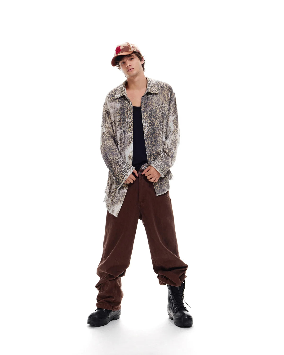 LNM Irregular Gradient Leopard Print Shirt