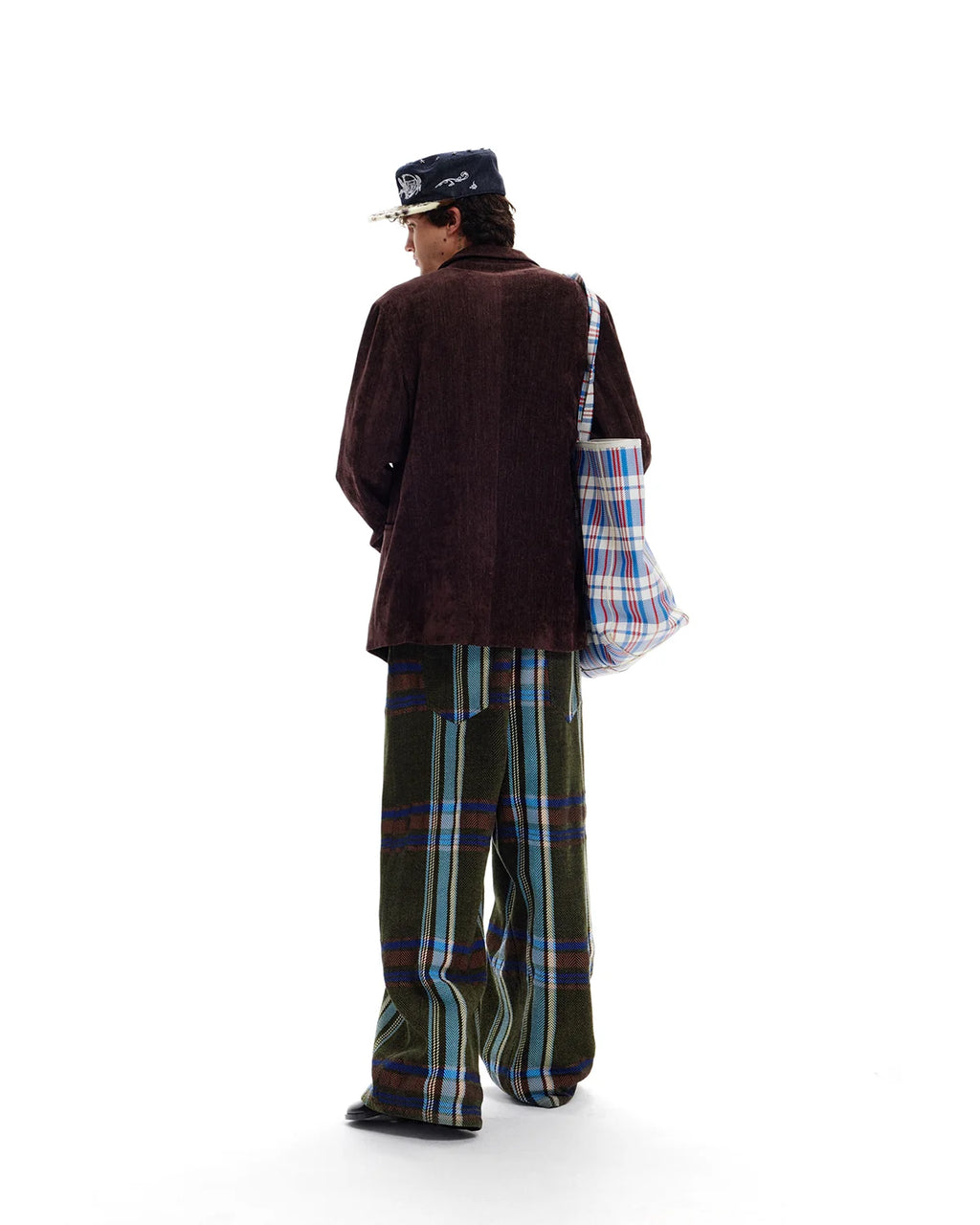 LNM Yarn-Dyed Large-Check Wide-Leg Pants