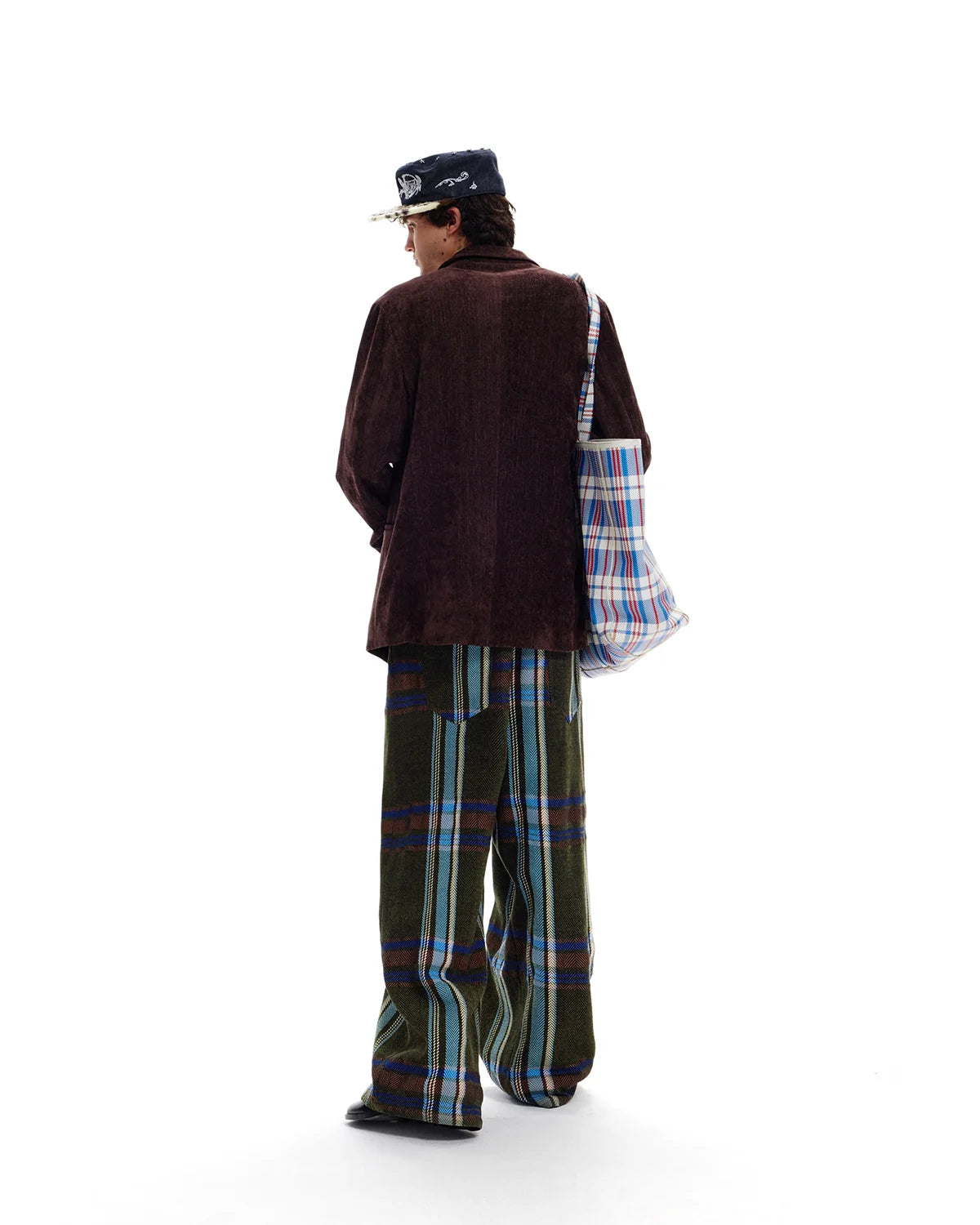 LNM Yarn-Dyed Large-Check Wide-Leg Pants