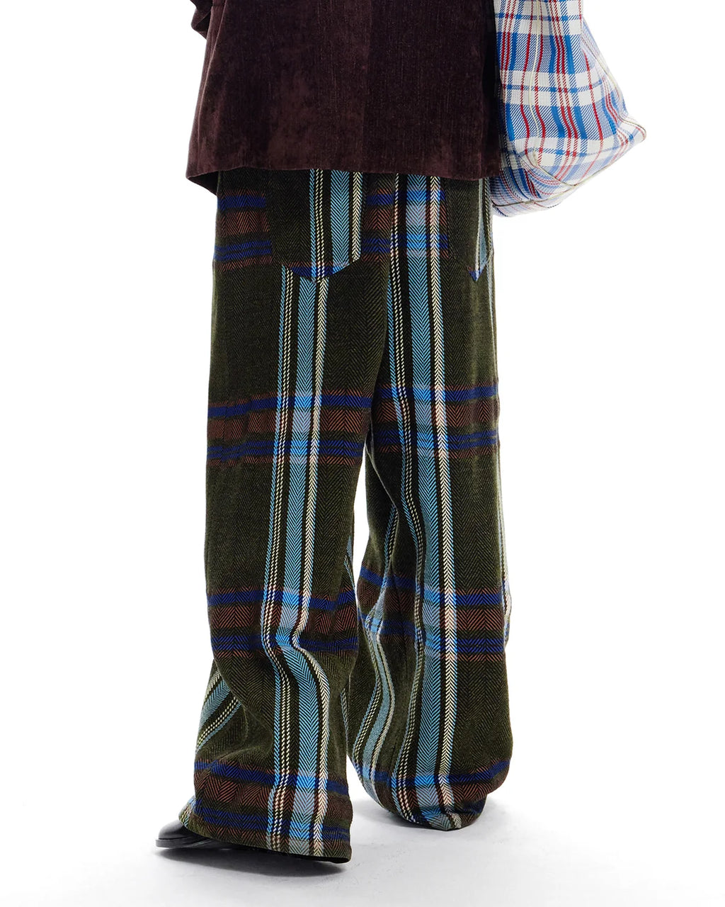 LNM Yarn-Dyed Large-Check Wide-Leg Pants