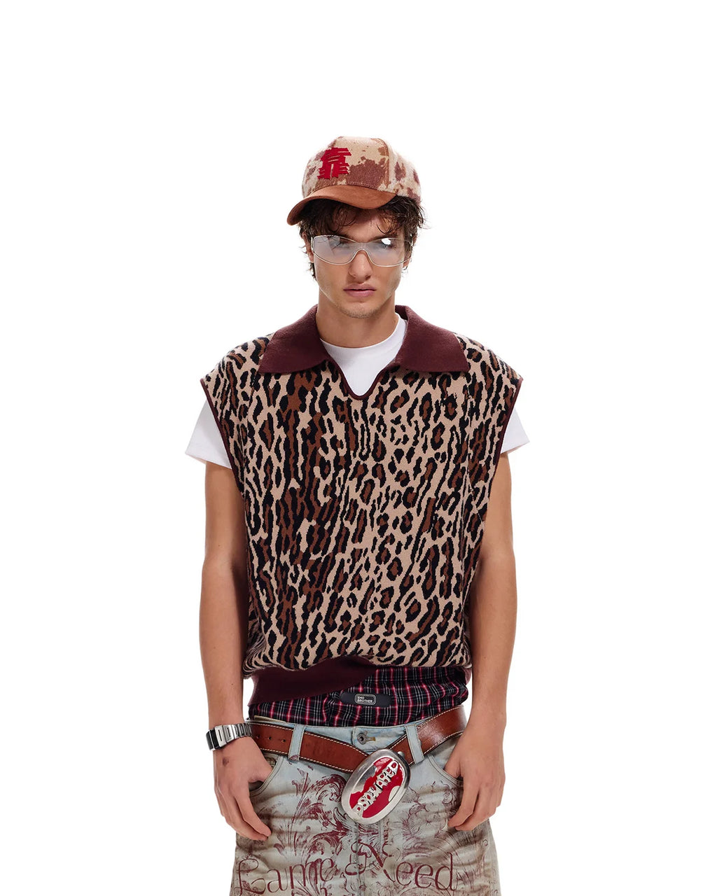 LNM Leopard Print Knit Vest