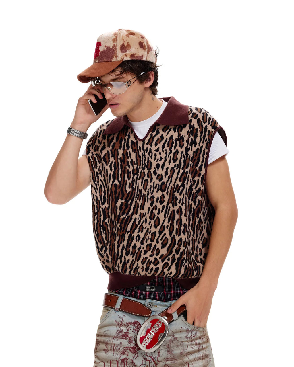 LNM Leopard Print Knit Vest