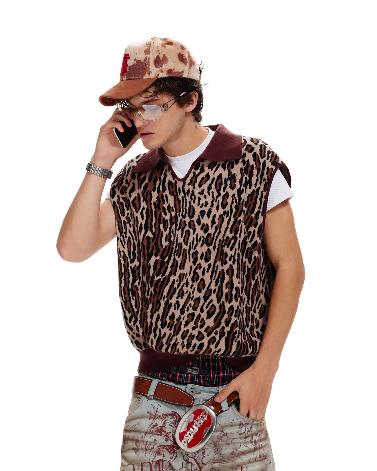 LNM Leopard Print Knit Vest