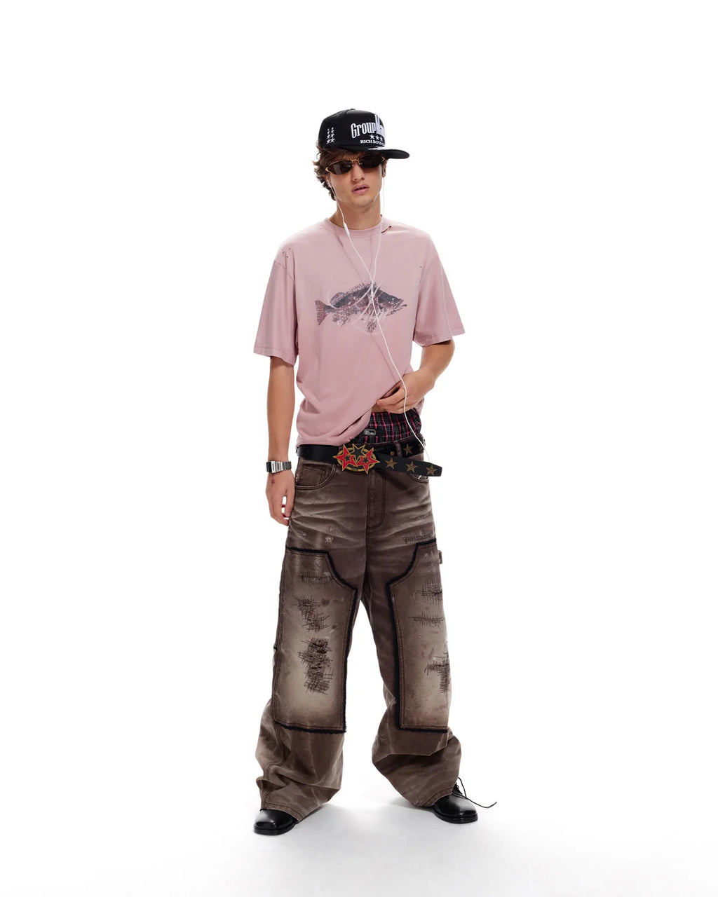 LNM Gradient Faded Fish Pattern T-Shirt