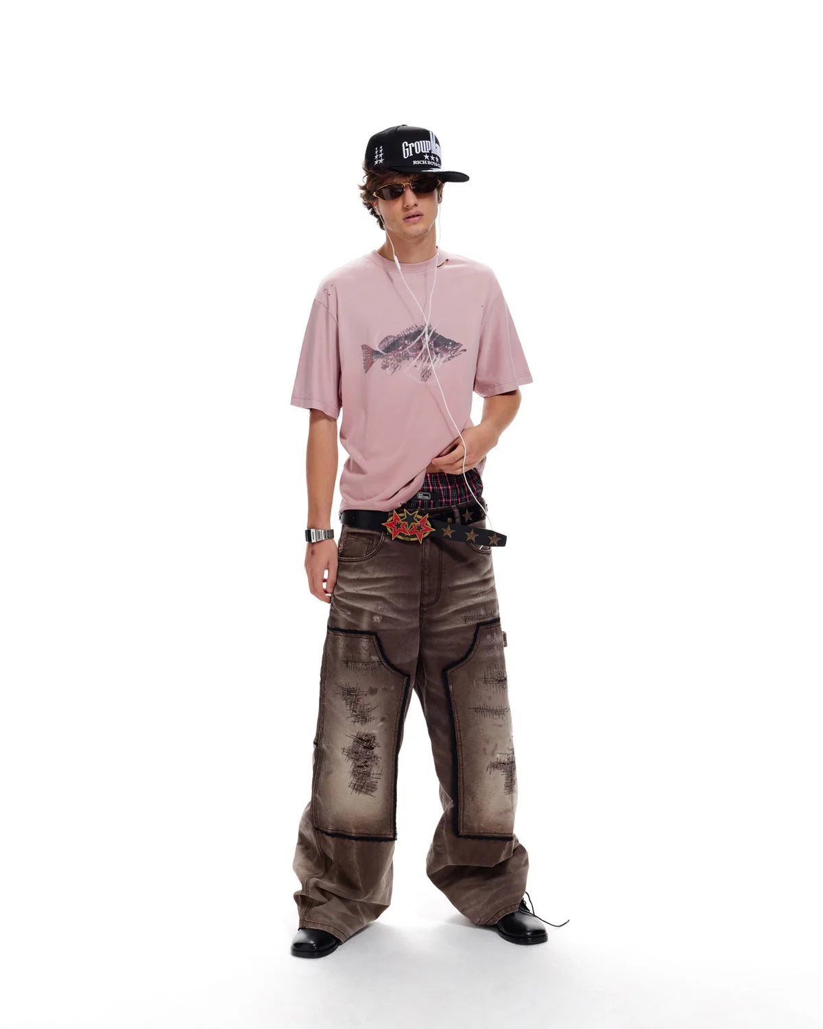 LNM Gradient Faded Fish Pattern T-Shirt