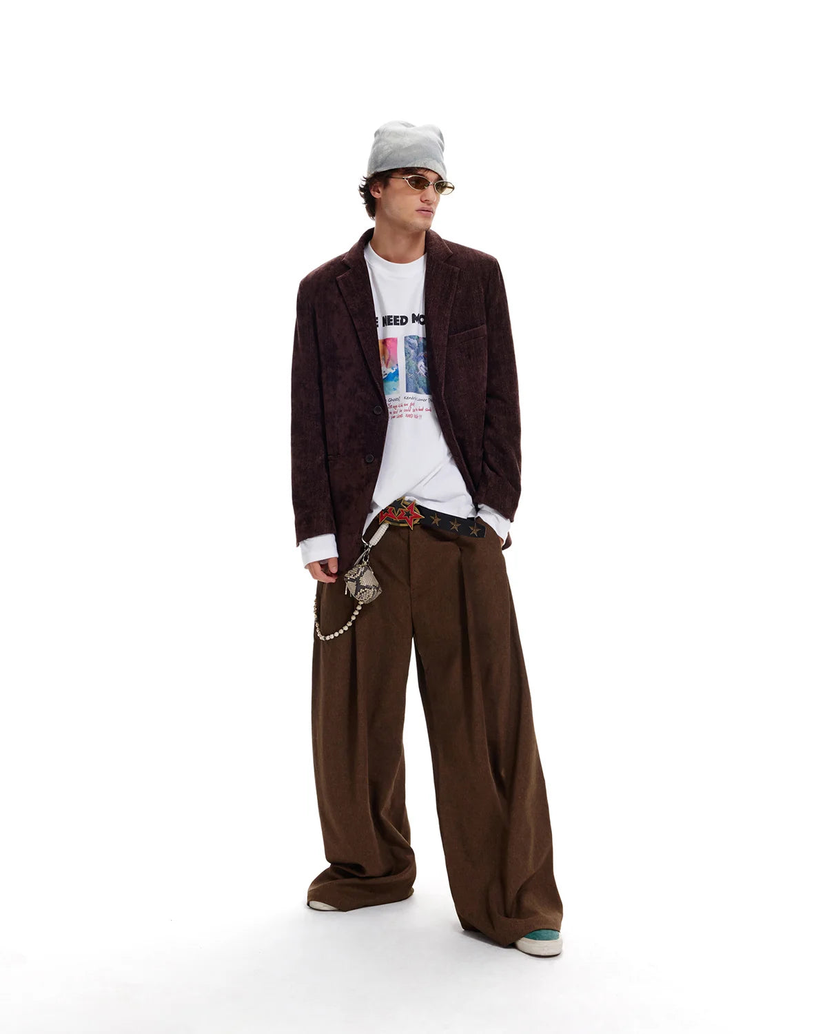 LNM Slim-Fit Brown Brushed Fabric Blazer