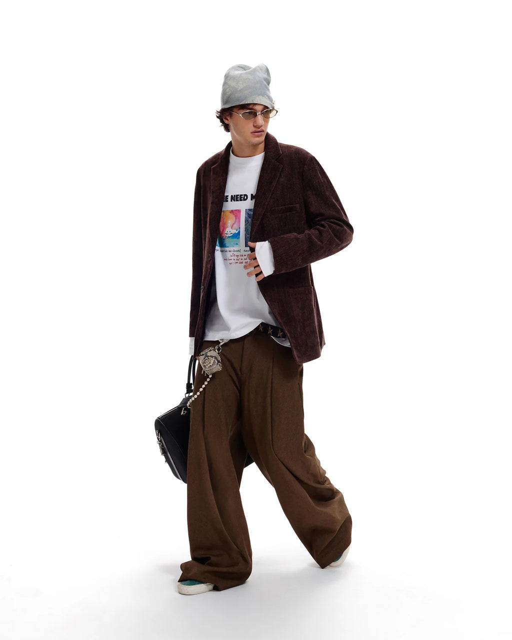 LNM Slim-Fit Brown Brushed Fabric Blazer