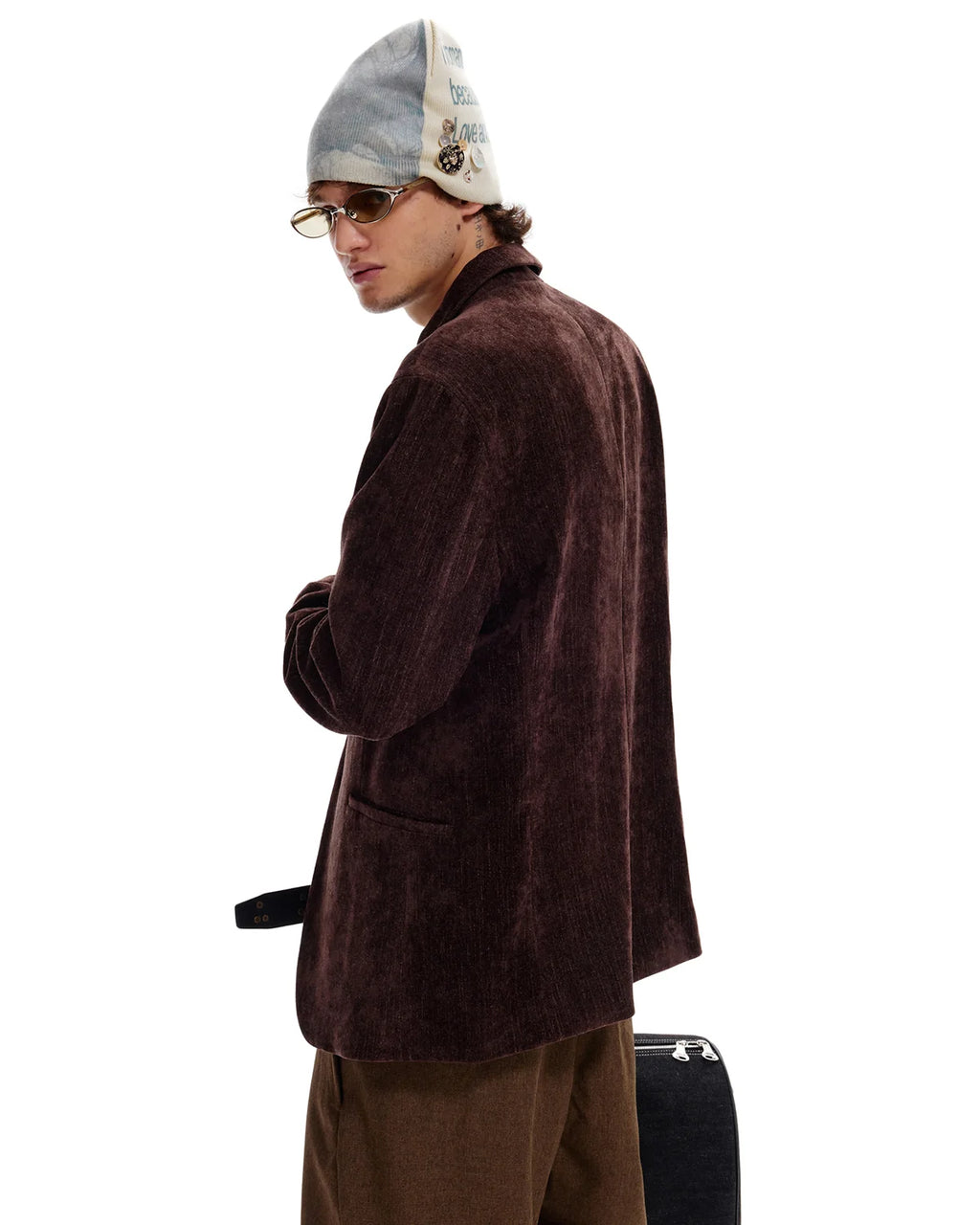 LNM Slim-Fit Brown Brushed Fabric Blazer