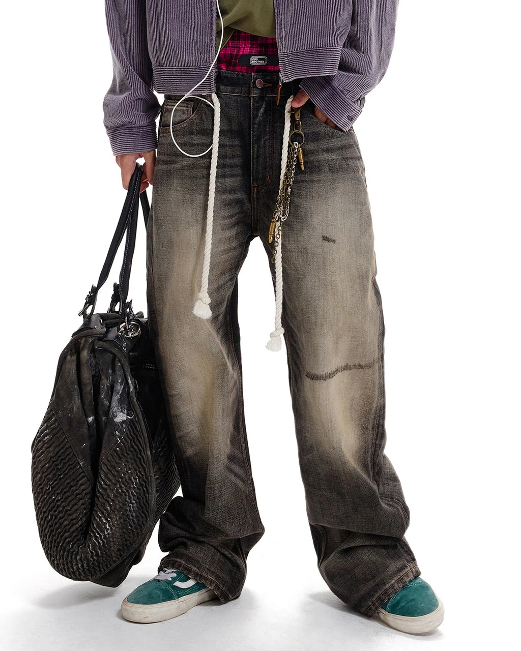 LNM Washed Black Straight-Leg Jeans