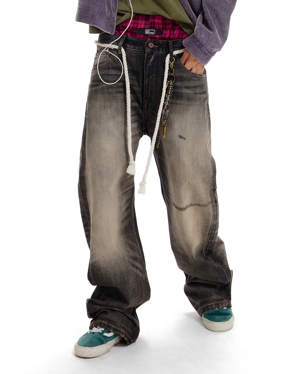 LNM Washed Black Straight-Leg Jeans