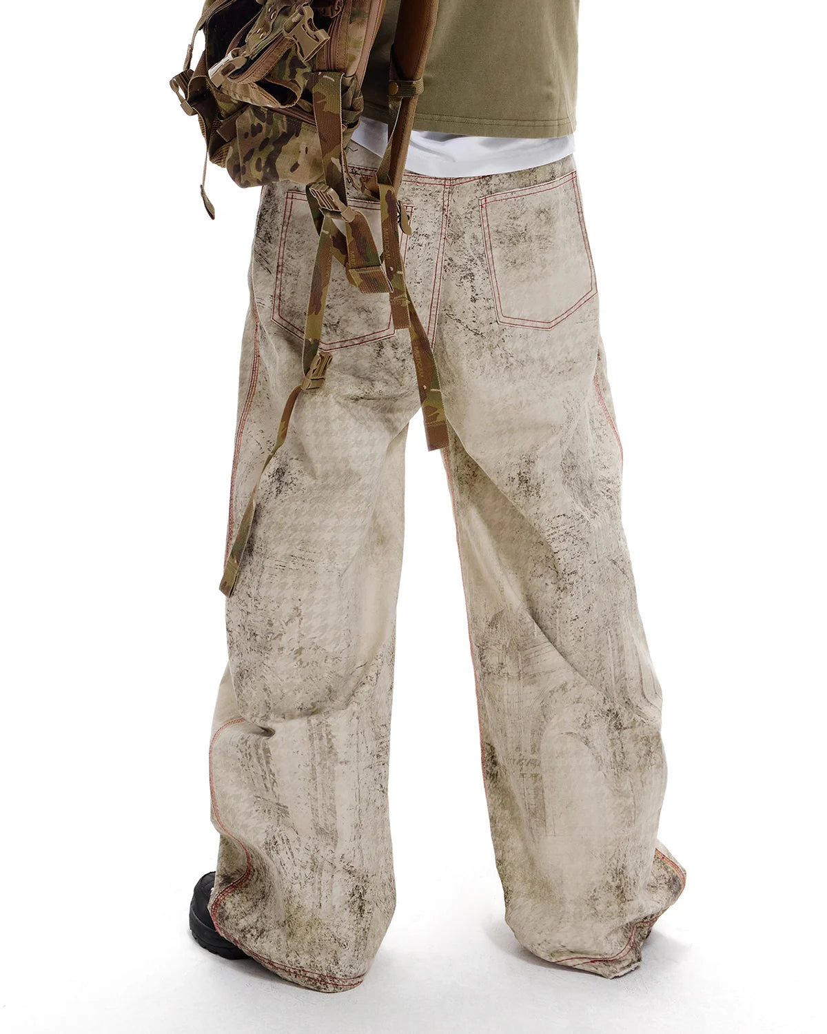 LNM Washed Houndstooth Graphic Cargo Pants