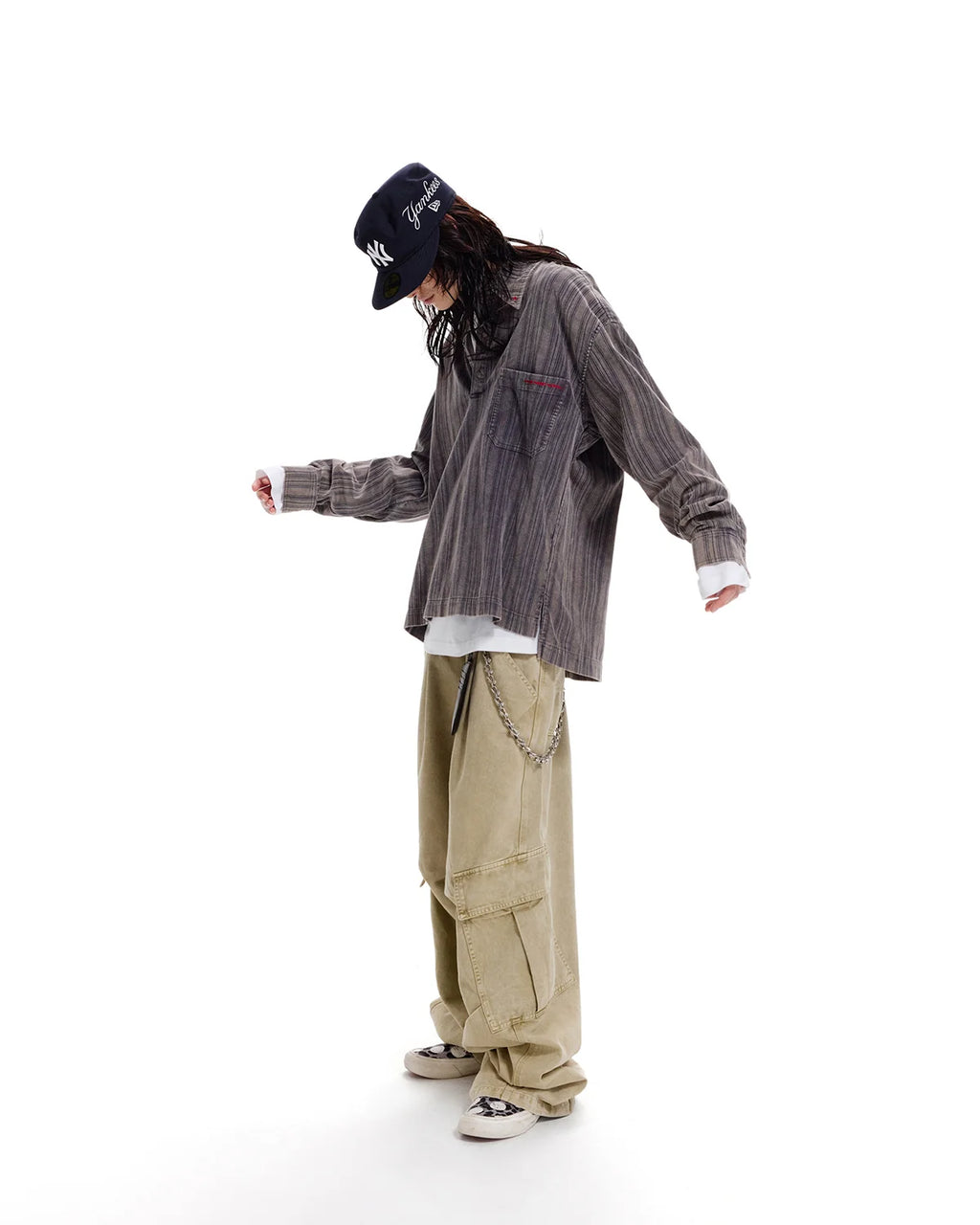 LNM Striped Washed Corduroy Long-Sleeve Shirt