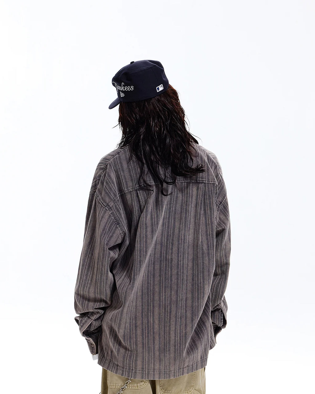 LNM Striped Washed Corduroy Long-Sleeve Shirt