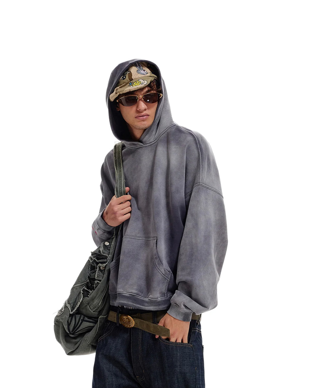 LNM Washed Grey Oversized Hoodie
