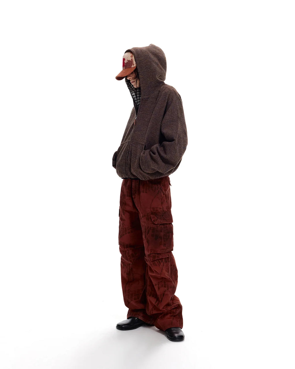 LNM Cable-Knit Wool Hoodie Cardigan
