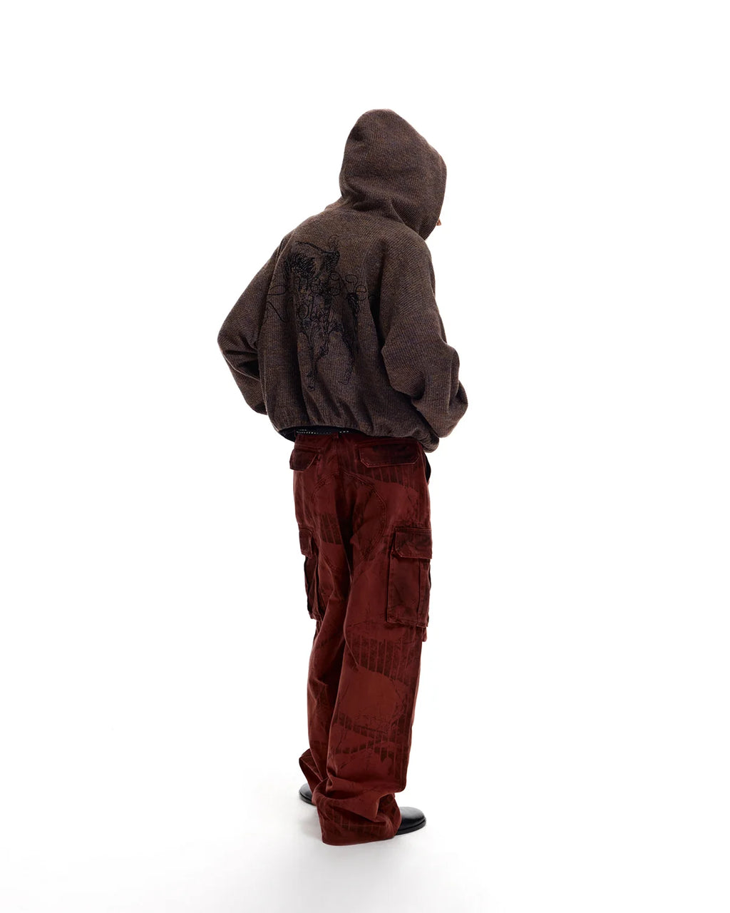 LNM Cable-Knit Wool Hoodie Cardigan