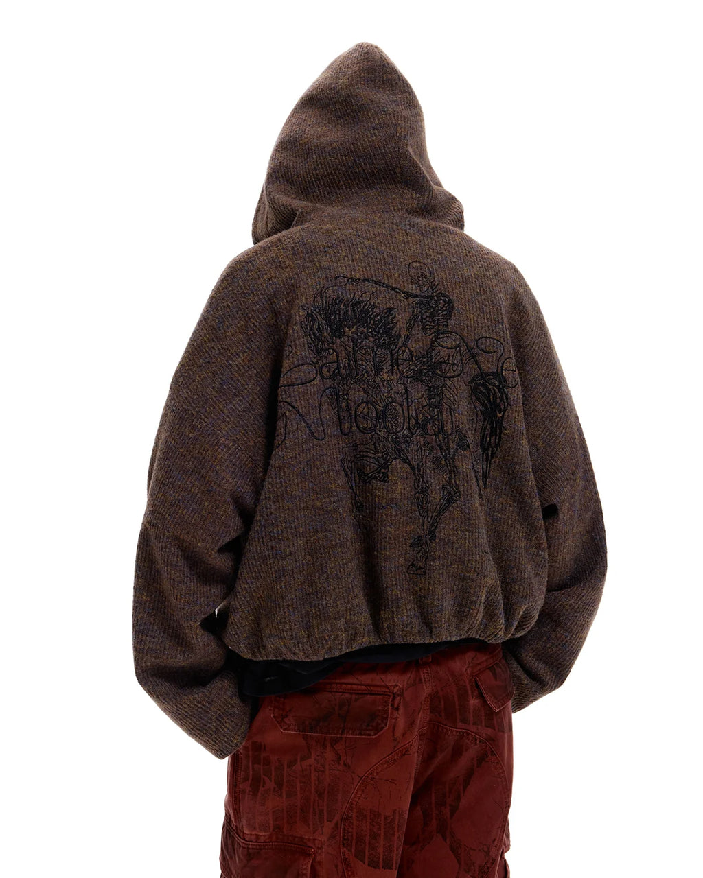 LNM Cable-Knit Wool Hoodie Cardigan