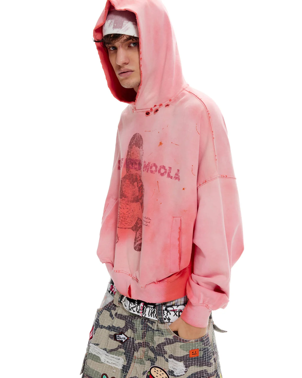 LNM Art Chantry-Inspired Distressed Graphic Hoodie