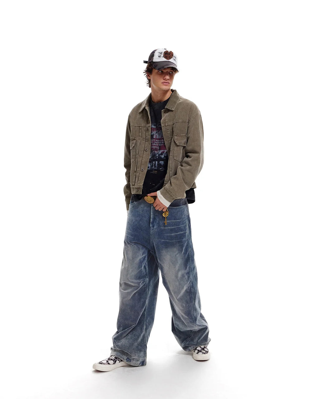 LNM Vintage Washed Blue Brushed Curved Jeans