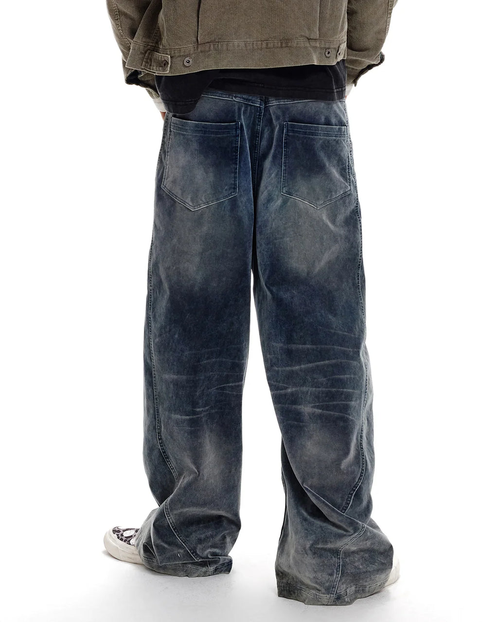 LNM Vintage Washed Blue Brushed Curved Jeans