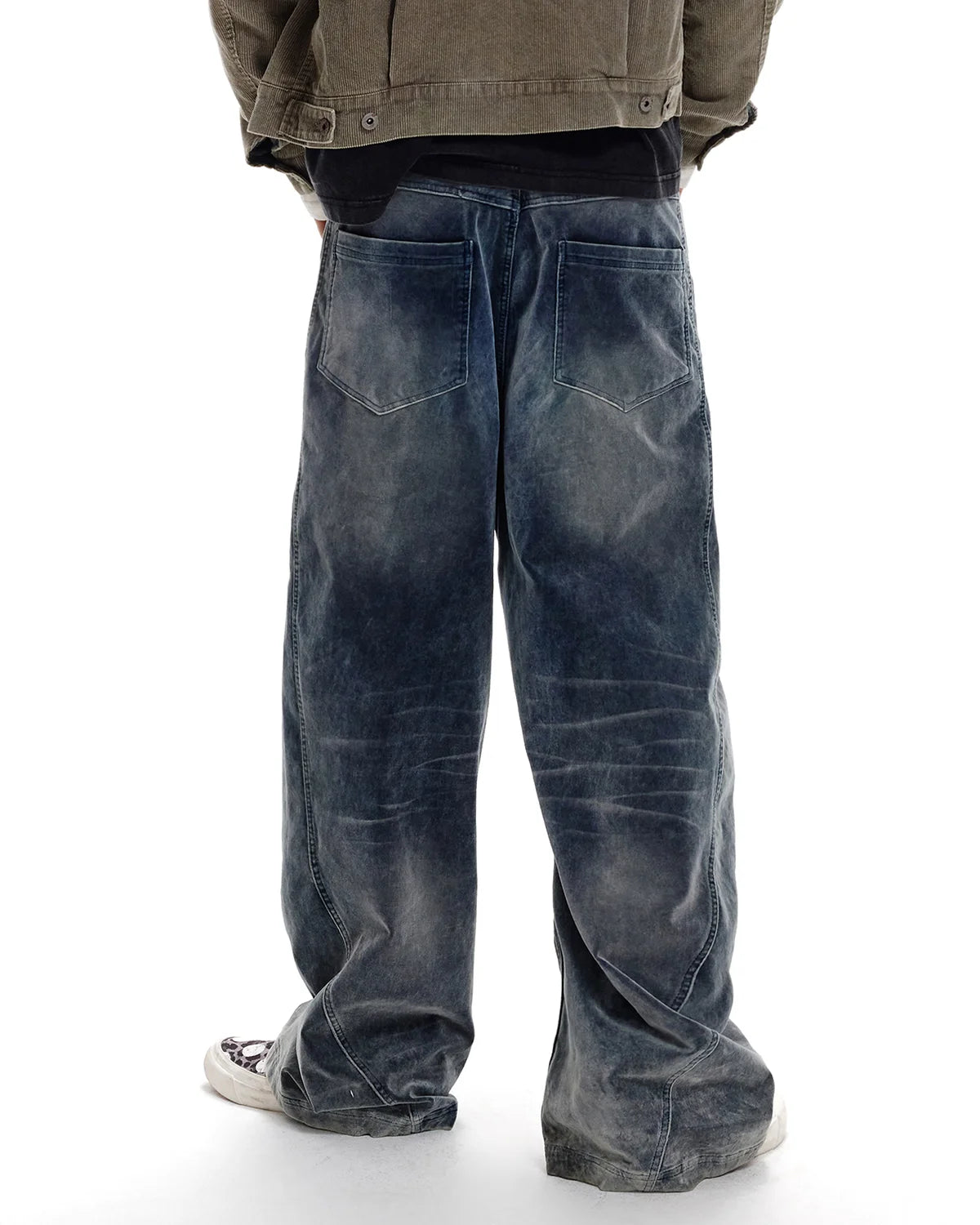 LNM Vintage Washed Blue Brushed Curved Jeans