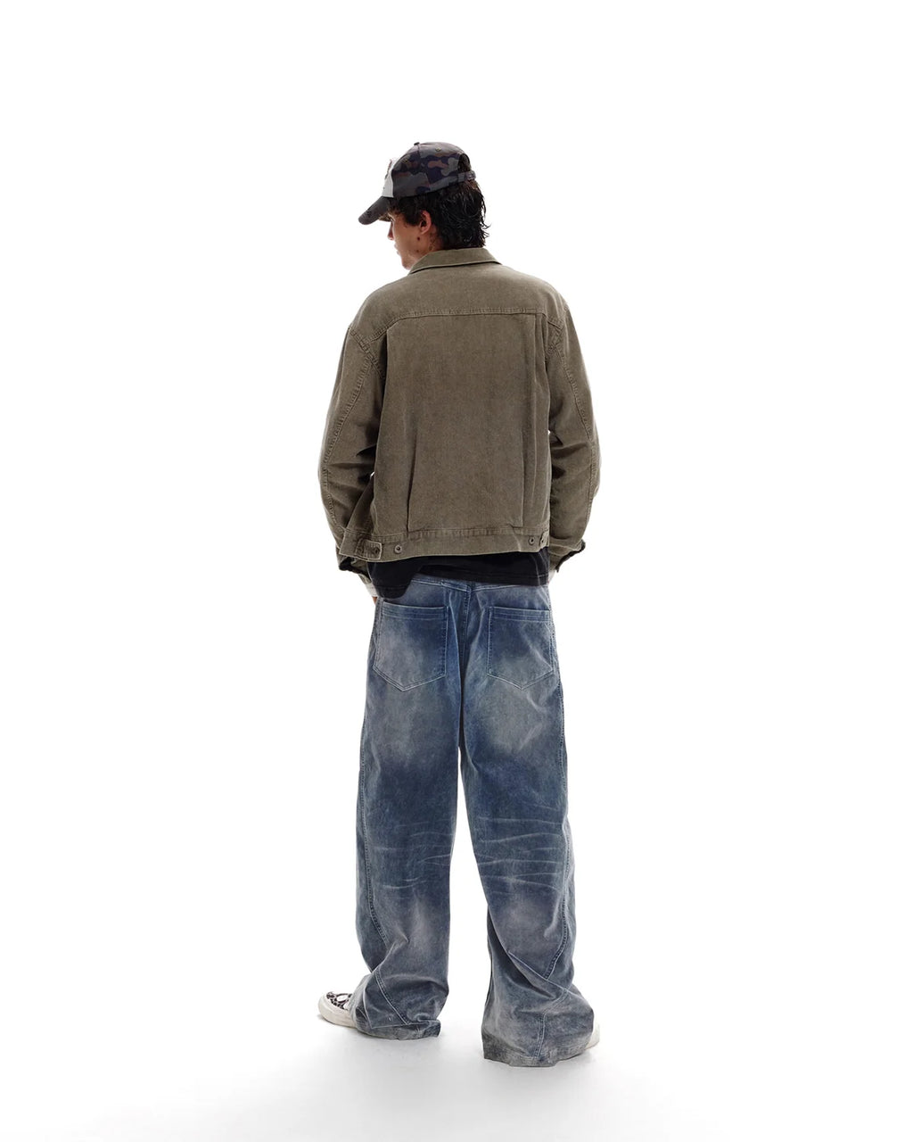 LNM Vintage Washed Blue Brushed Curved Jeans