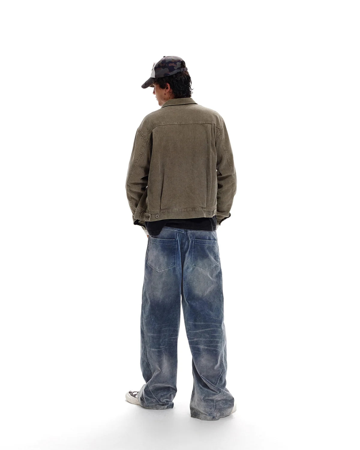 LNM Vintage Washed Blue Brushed Curved Jeans