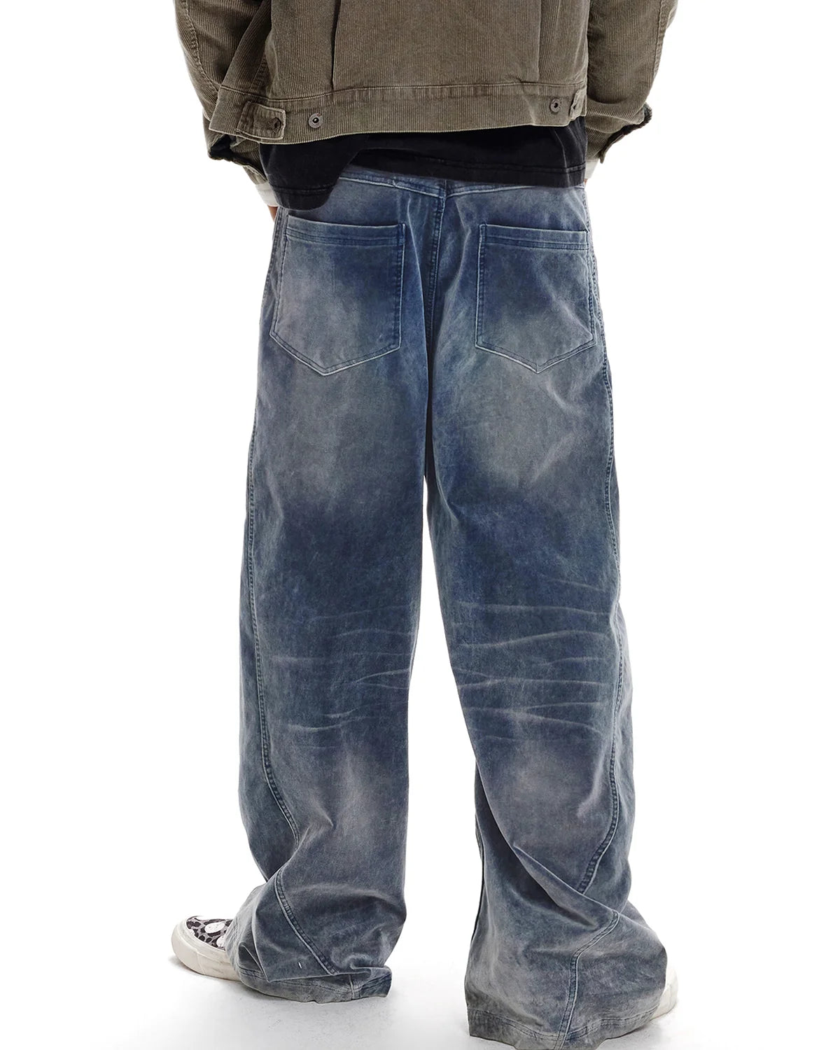 LNM Vintage Washed Blue Brushed Curved Jeans