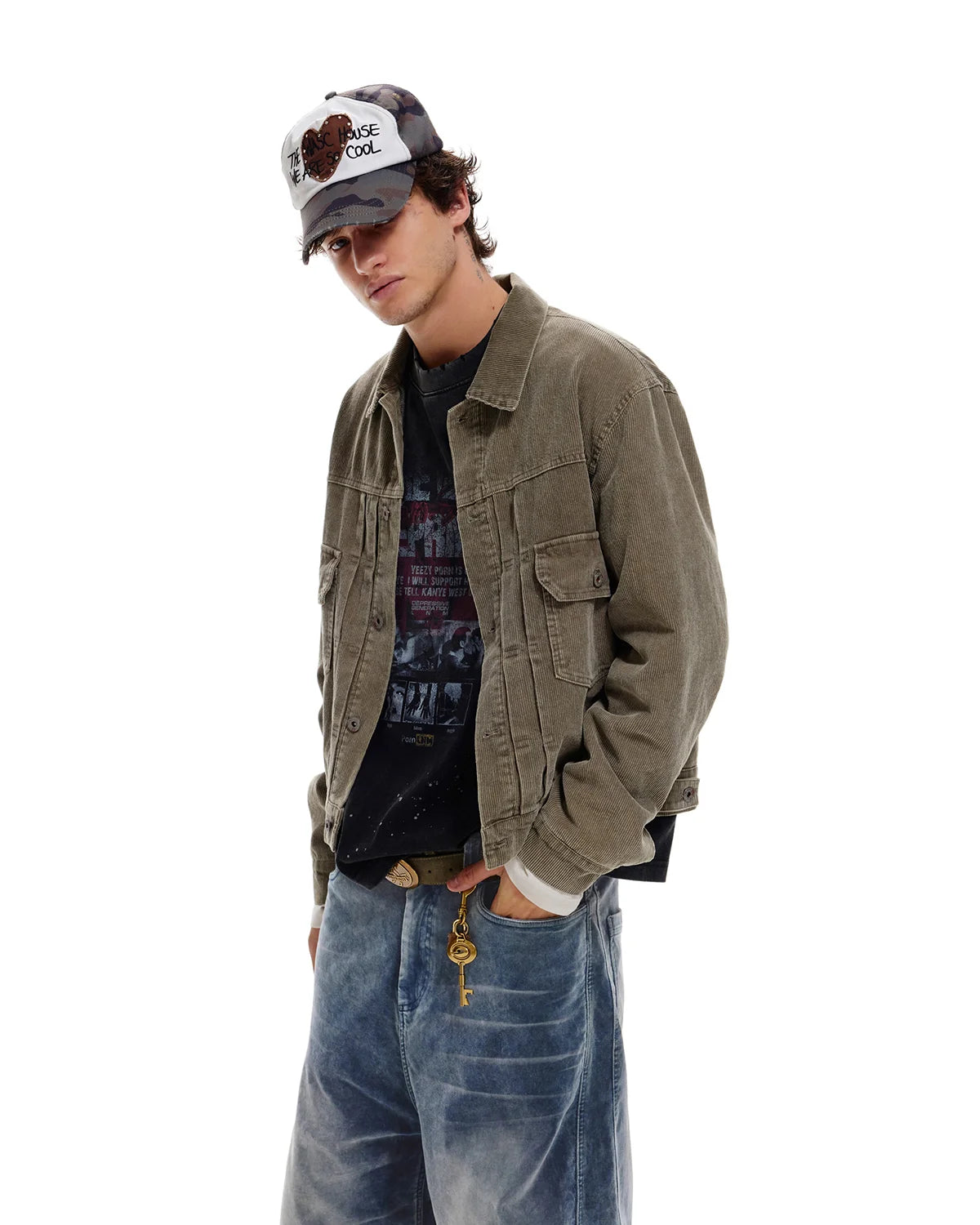 LNM Washed Retro Green Corduroy Jacket