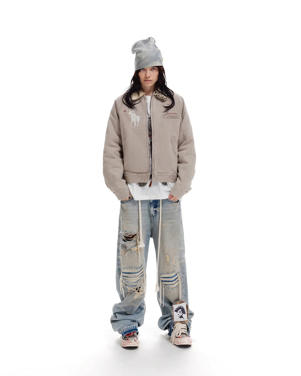 LNM Light Blue Distressed Rippled Denim Jeans