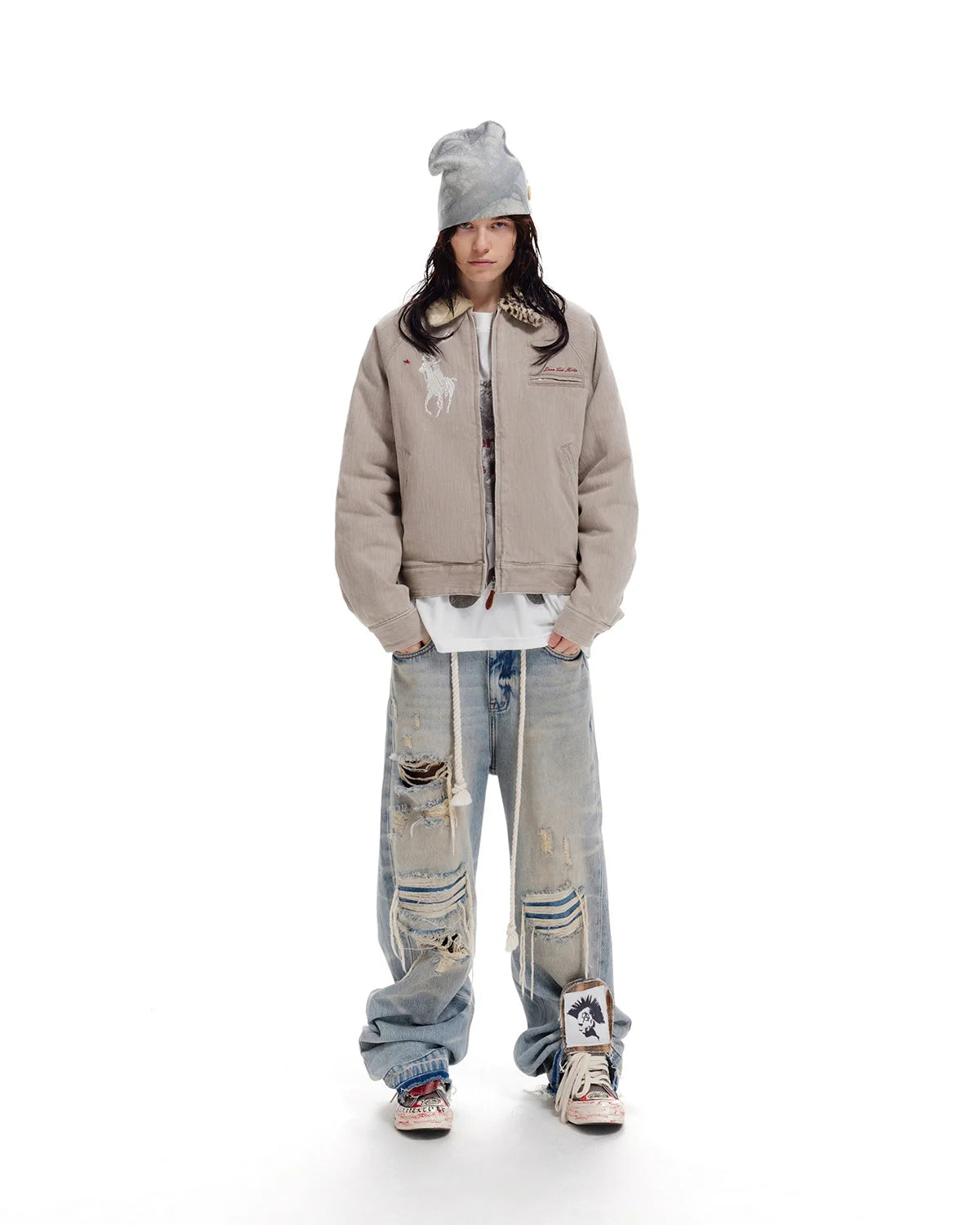 LNM Light Blue Distressed Rippled Denim Jeans