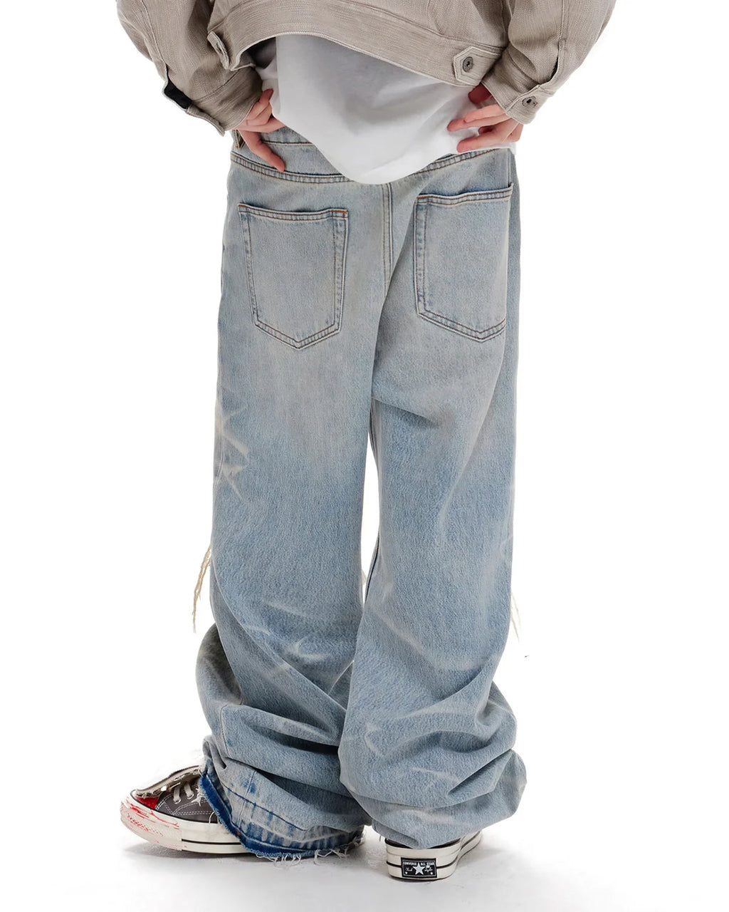 LNM Light Blue Distressed Rippled Denim Jeans