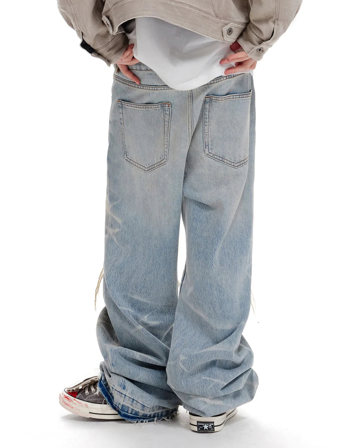 LNM Light Blue Distressed Rippled Denim Jeans