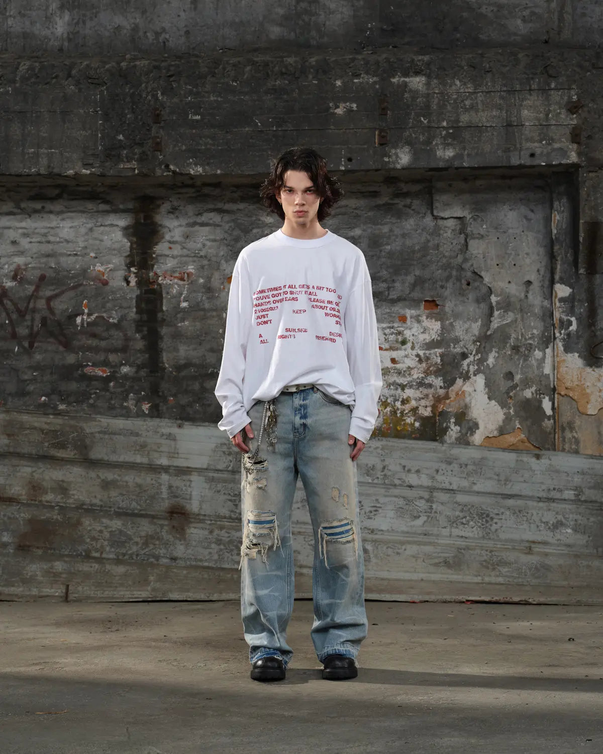 LNM Light Blue Distressed Rippled Denim Jeans