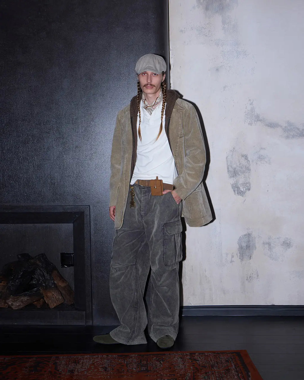 LNM Purple-Brown Corduroy Cargo Pants