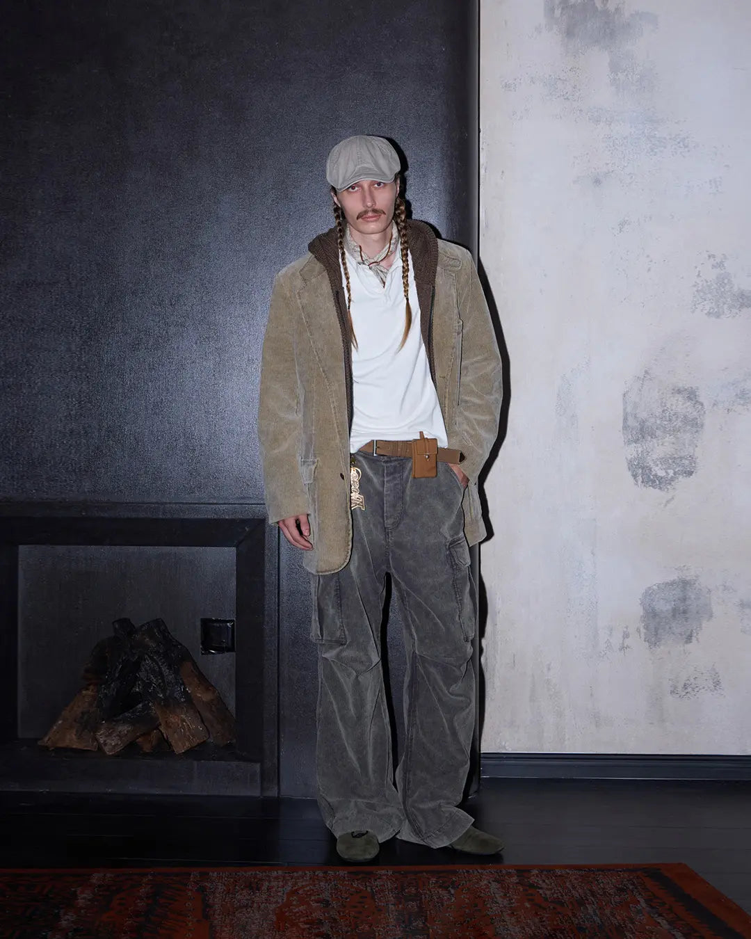 LNM Purple-Brown Corduroy Cargo Pants