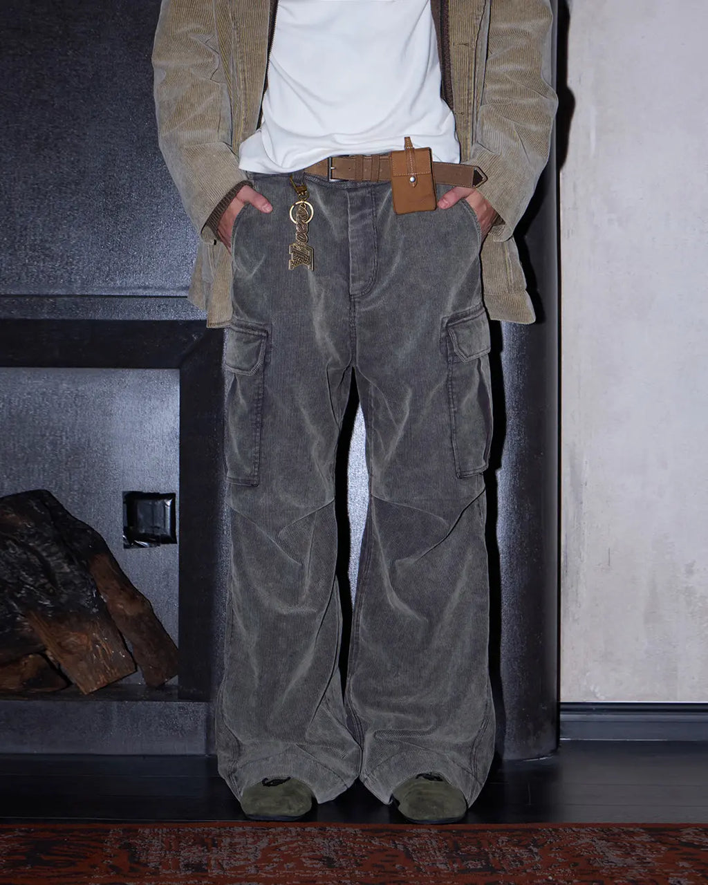 LNM Purple-Brown Corduroy Cargo Pants
