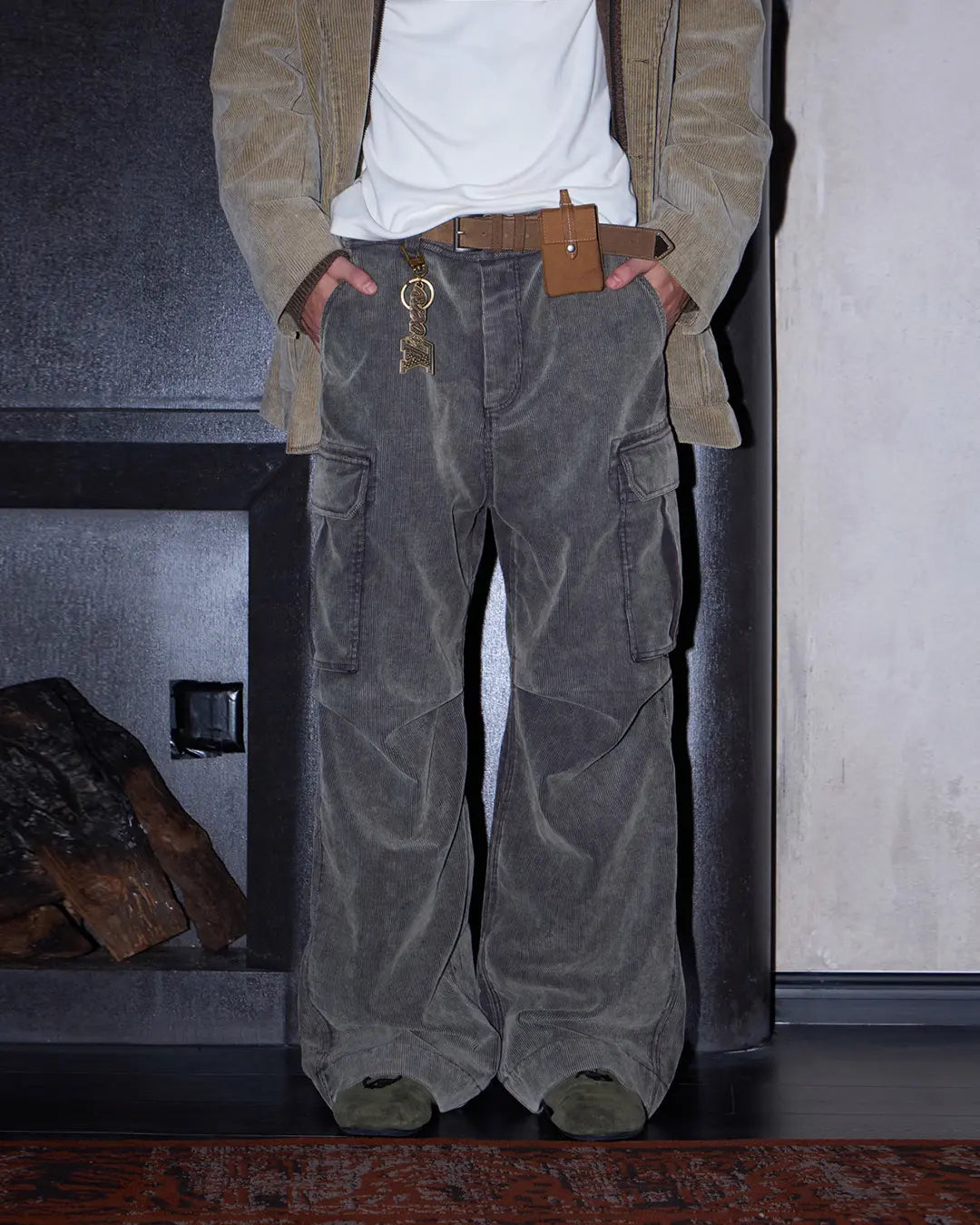 LNM Purple-Brown Corduroy Cargo Pants