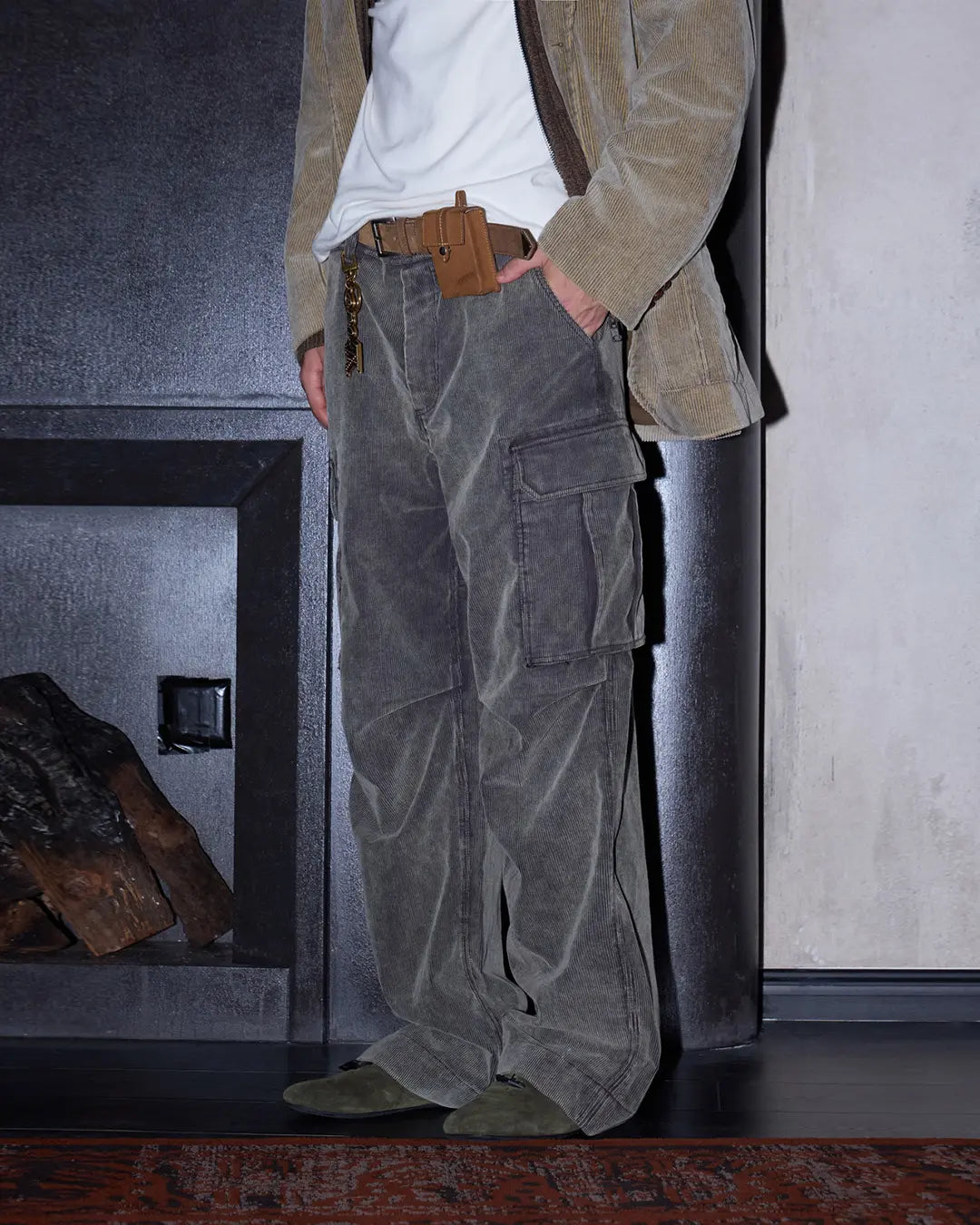 LNM Purple-Brown Corduroy Cargo Pants