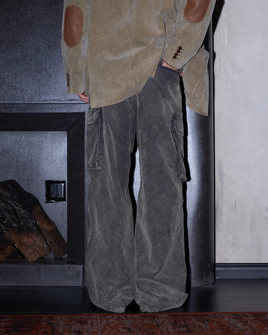 LNM Purple-Brown Corduroy Cargo Pants