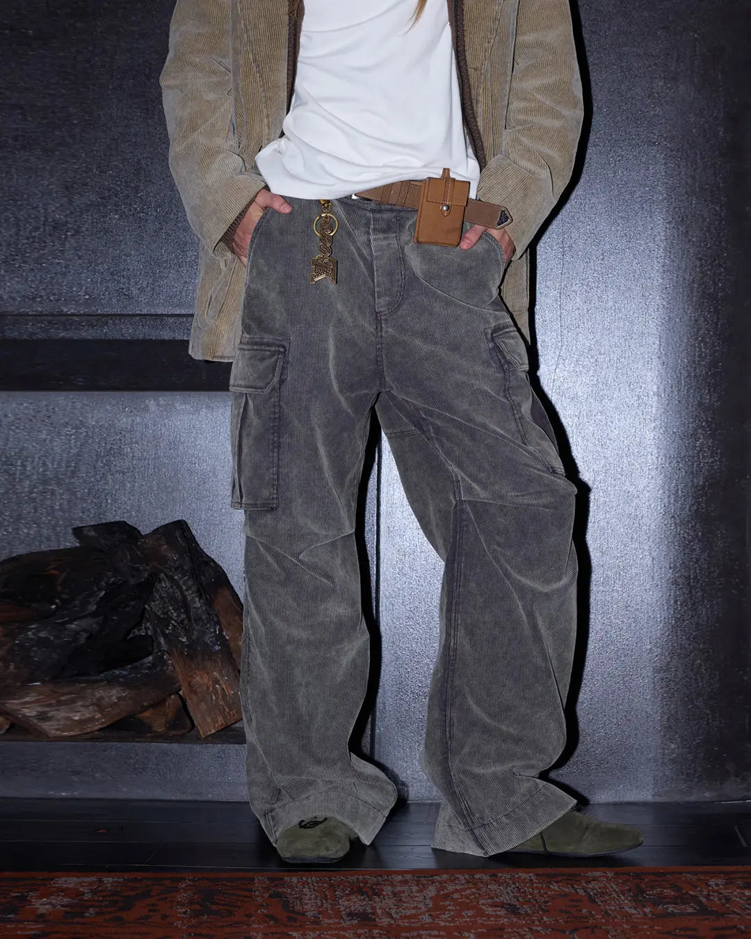 LNM Purple-Brown Corduroy Cargo Pants