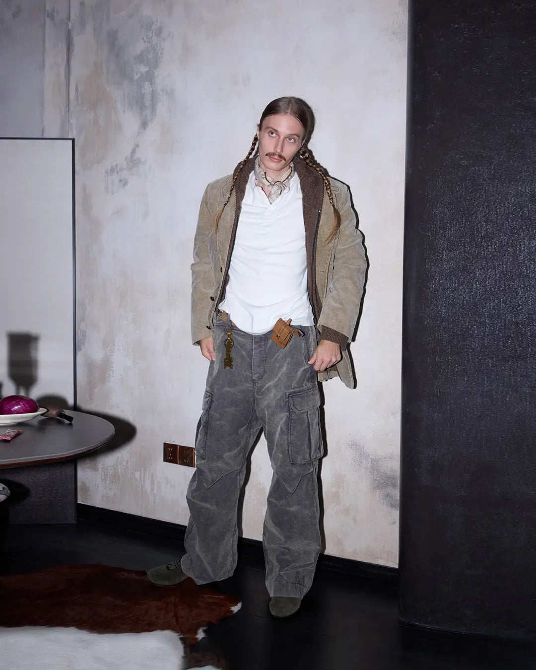 LNM Purple-Brown Corduroy Cargo Pants