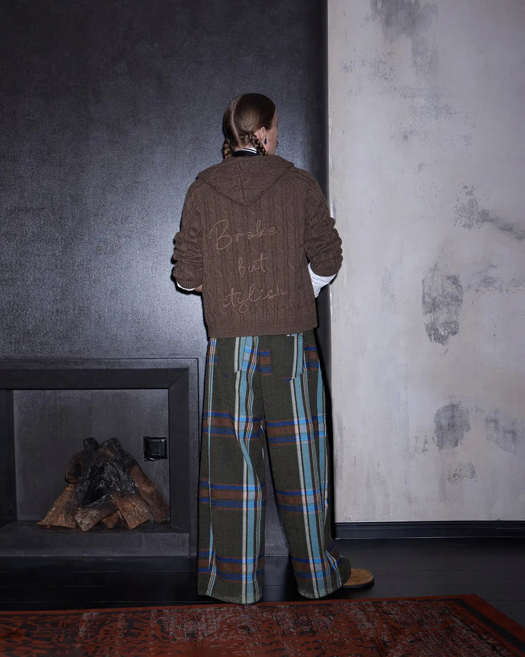 LNM Cable-Knit Wool Hoodie Cardigan
