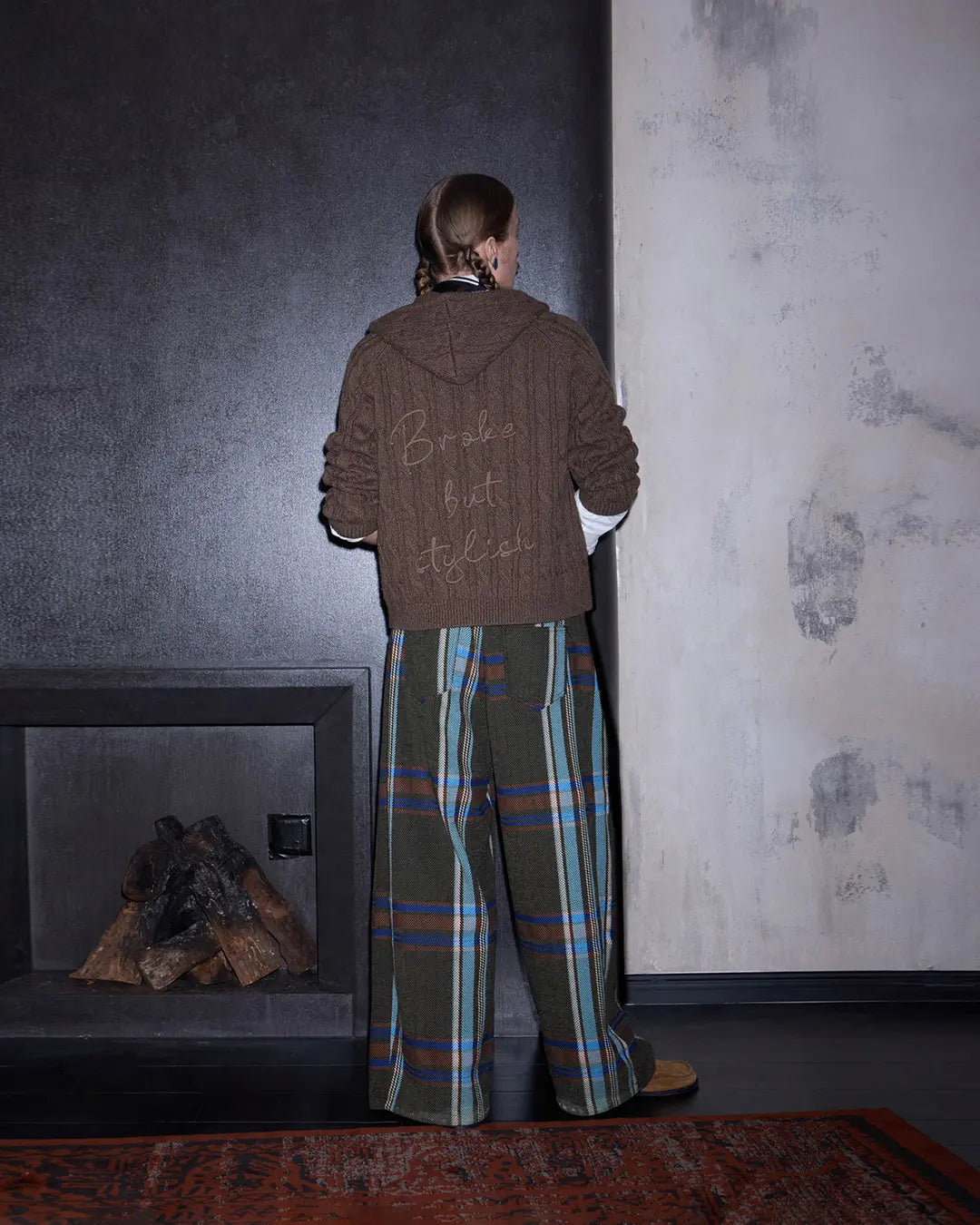 LNM Cable-Knit Wool Hoodie Cardigan