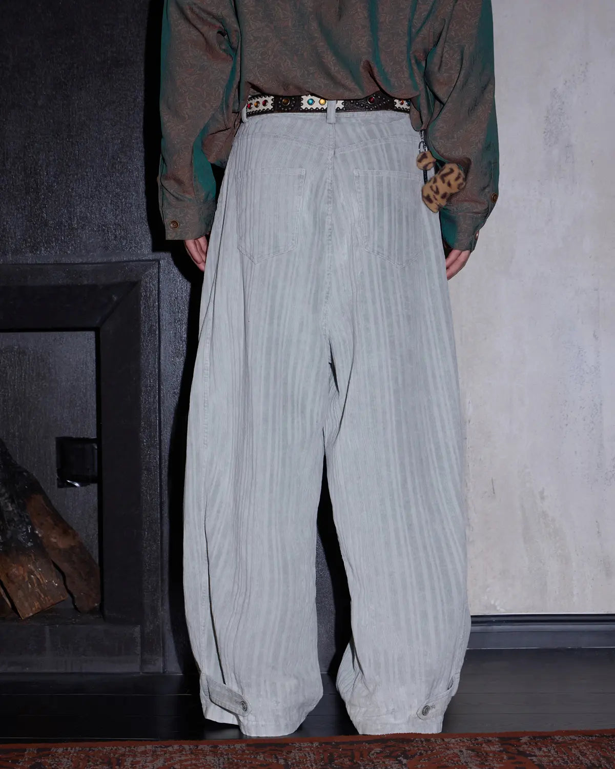 LNM Adjustable Hem Grey-White Striped Pants