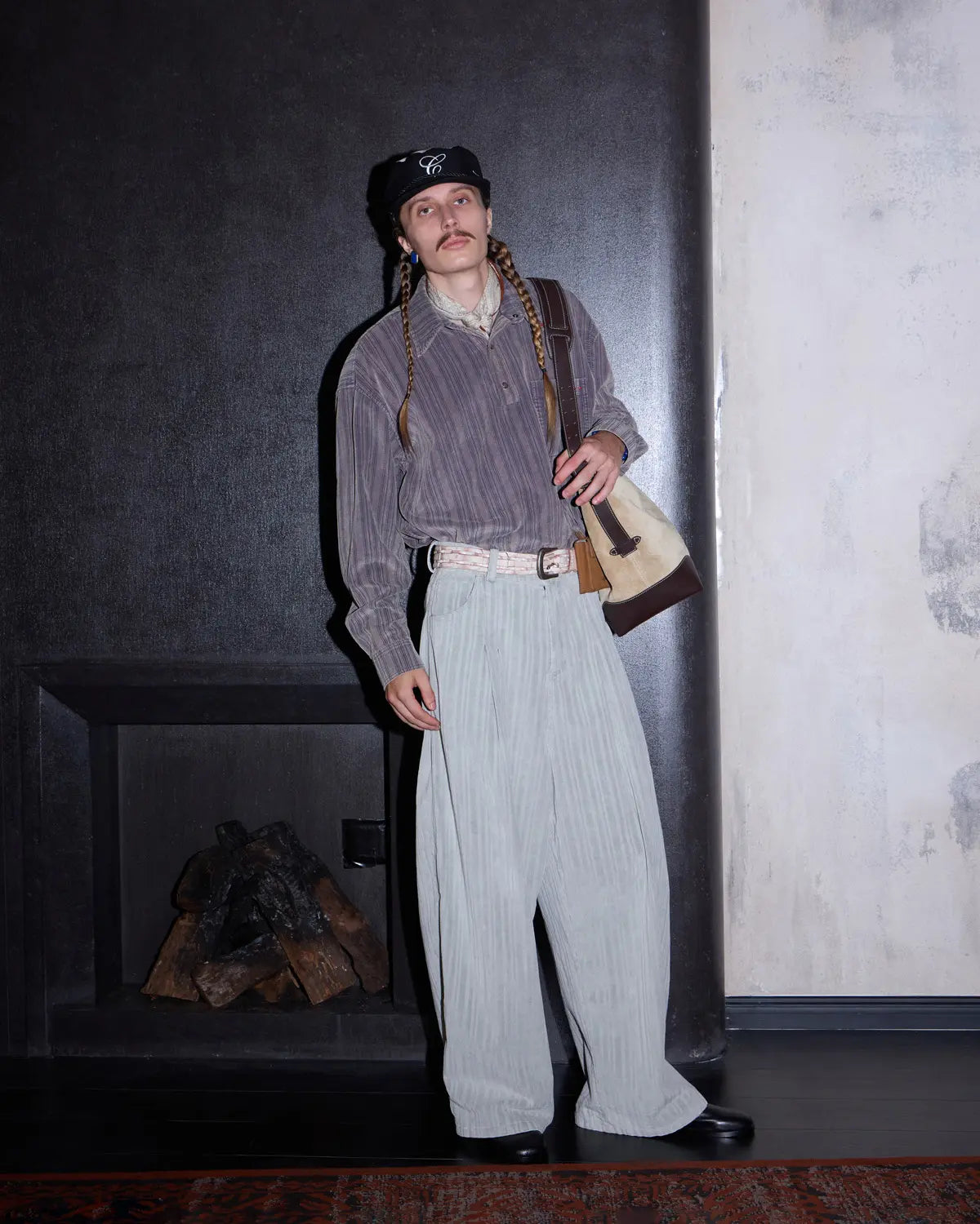 LNM Striped Washed Corduroy Long-Sleeve Shirt