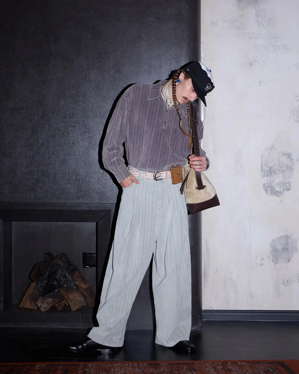 LNM Striped Washed Corduroy Long-Sleeve Shirt